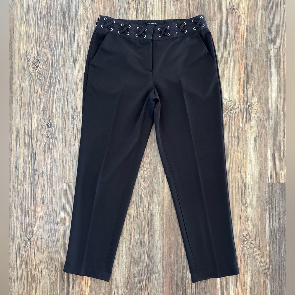 *FLAWS Zac & Rachel Lace-Up Waist Trouser Pants Womens 10 Black Whimsigoth Y2K